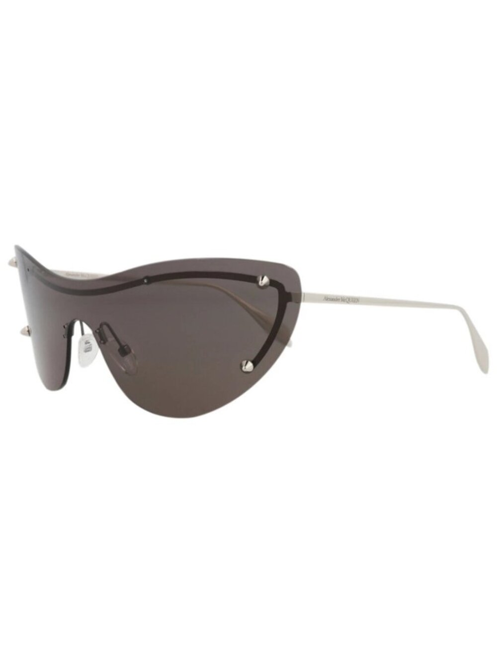 New Alexander McQueen Women's Sunglasses Cat Eye Metal Frame Silver Silver Grey
